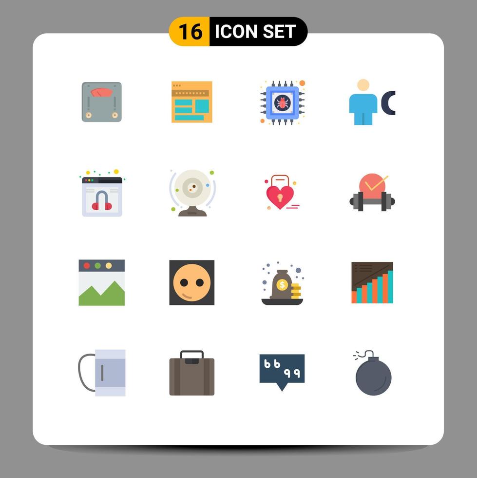gruppo di 16 piatto colori segni e simboli per chiamata avatar pagina informazione patata fritta modificabile imballare di creativo vettore design elementi