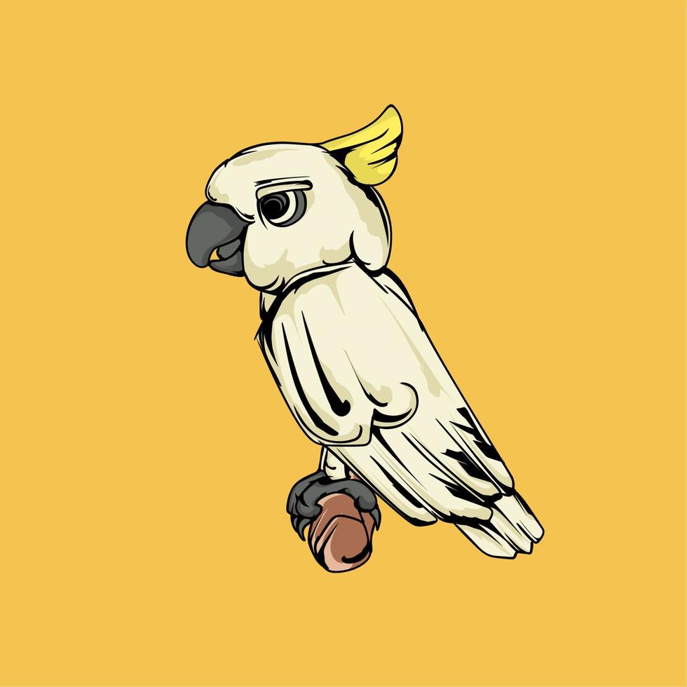 vettore illustrazione, arte cresta gialla cacatua uccello