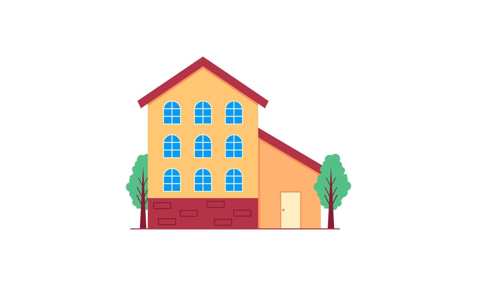 Casa esterno logo vettore illustrazione davanti Visualizza con tetto