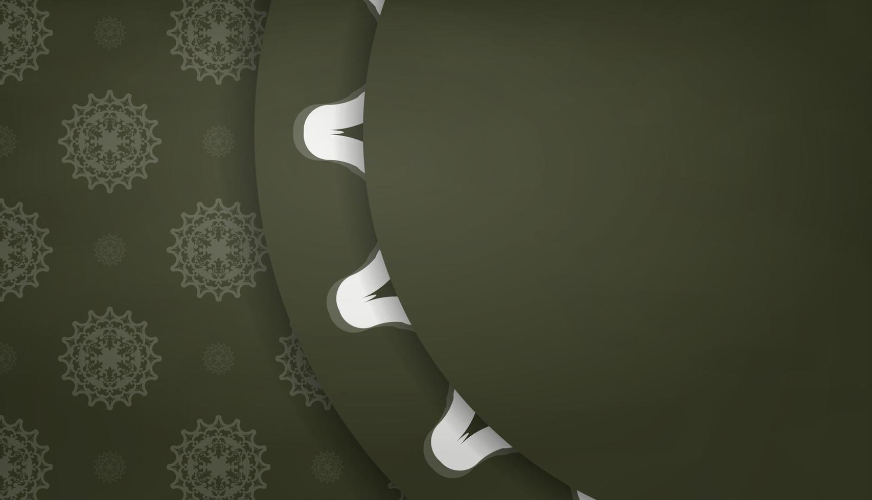 buio verde bandiera con indiano bianca ornamenti per design sotto il tuo testo vettore