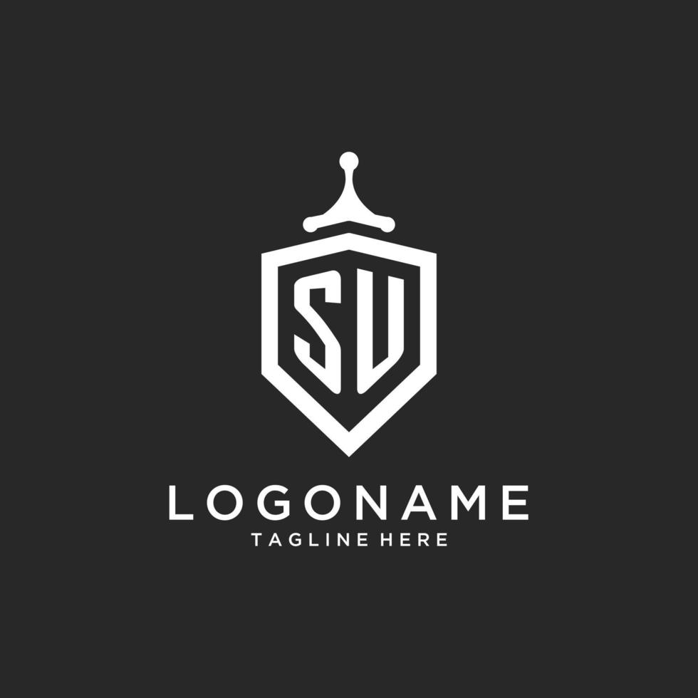 su monogramma logo iniziale con scudo guardia forma design vettore