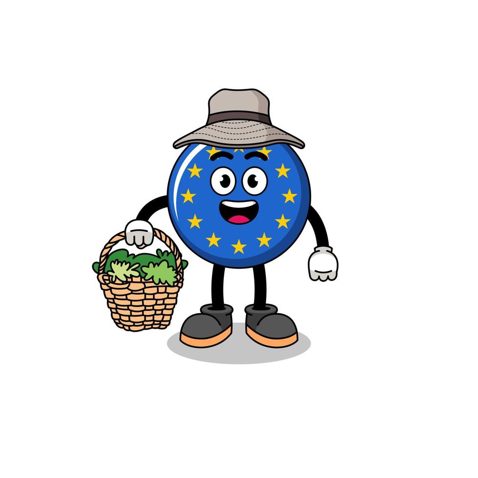 personaggio illustrazione di Europa bandiera come un' erborista vettore