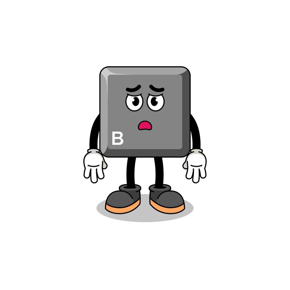 tastiera B chiave cartone animato illustrazione con triste viso vettore