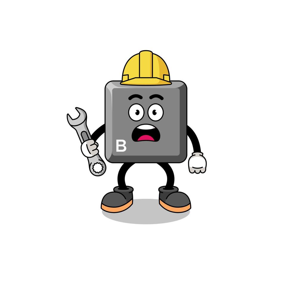 personaggio illustrazione di tastiera B chiave con 404 errore vettore