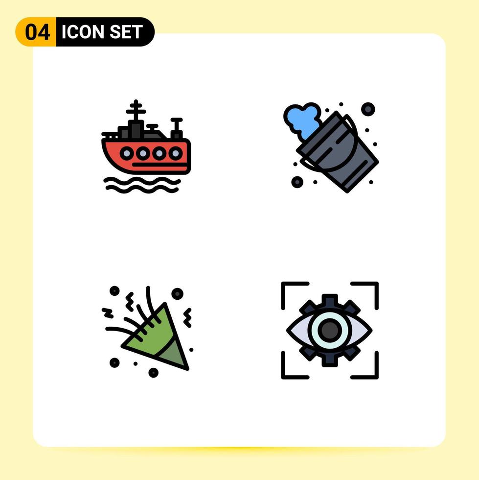 4 creativo icone moderno segni e simboli di nave festa secchio attrezzo vacanza modificabile vettore design elementi