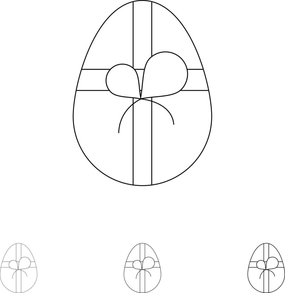 regalo compleanno Pasqua grassetto e magro nero linea icona impostato vettore