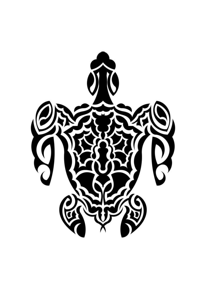 sacro geometria tartaruga uso per design e tatuaggio. maori stile. su nero sfondo. vettore