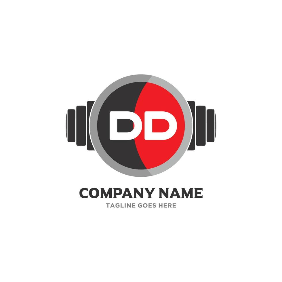 dd lettera logo design icona fitness e musica vettore simbolo.
