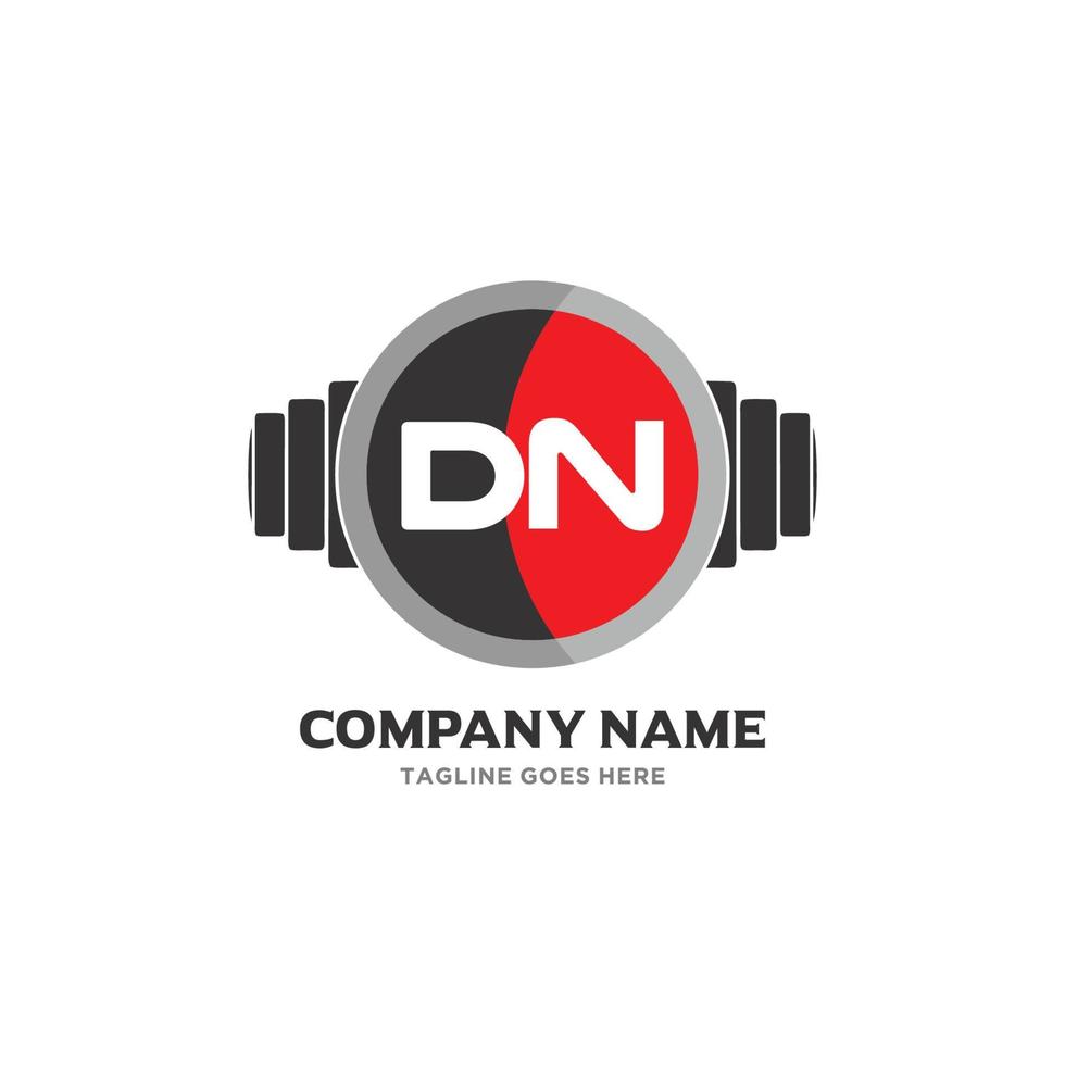 dn lettera logo design icona fitness e musica vettore simbolo.