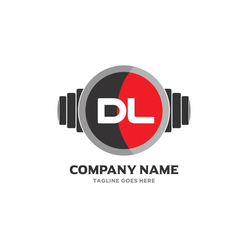 dl lettera logo design icona fitness e musica vettore simbolo.