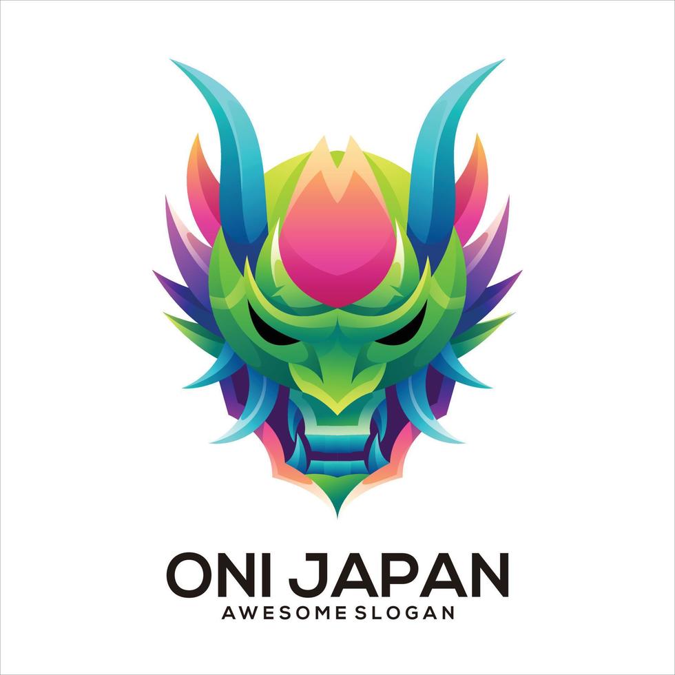 oni Giappone colorato pendenza design logo vettore