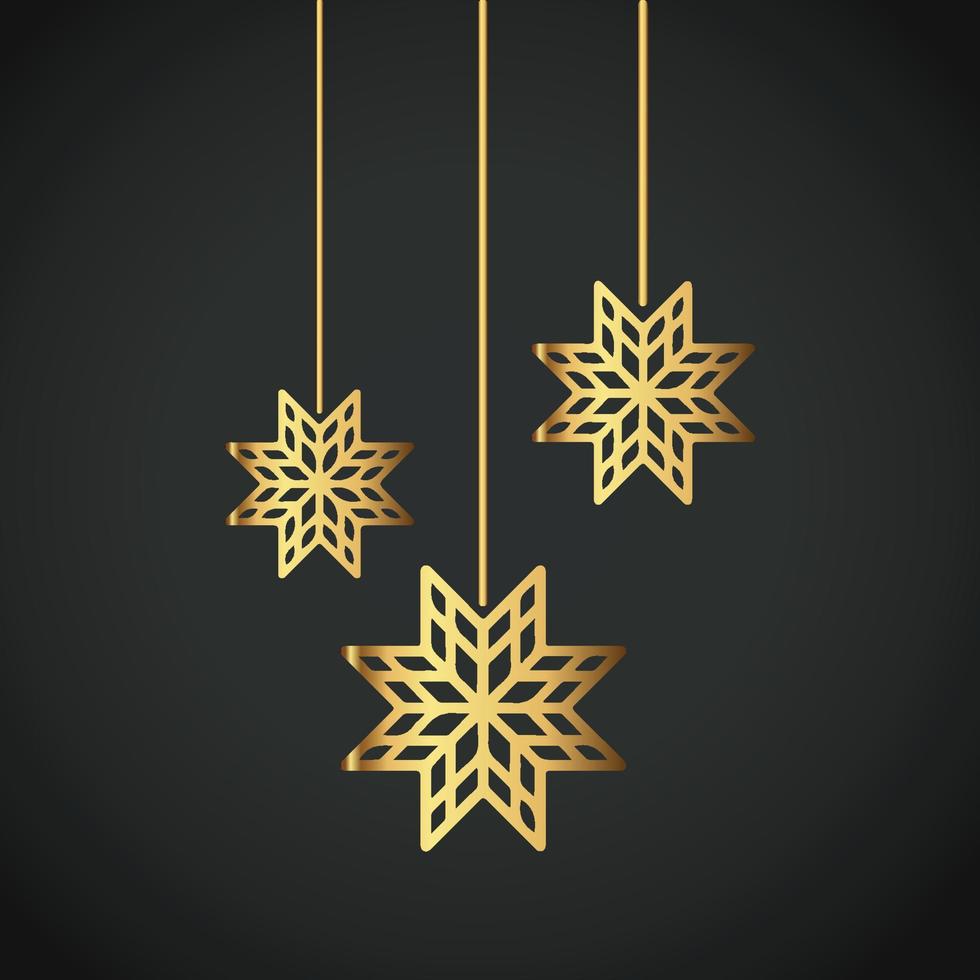 fiocco di neve ornamento vettore d'oro colore su nero sfondo