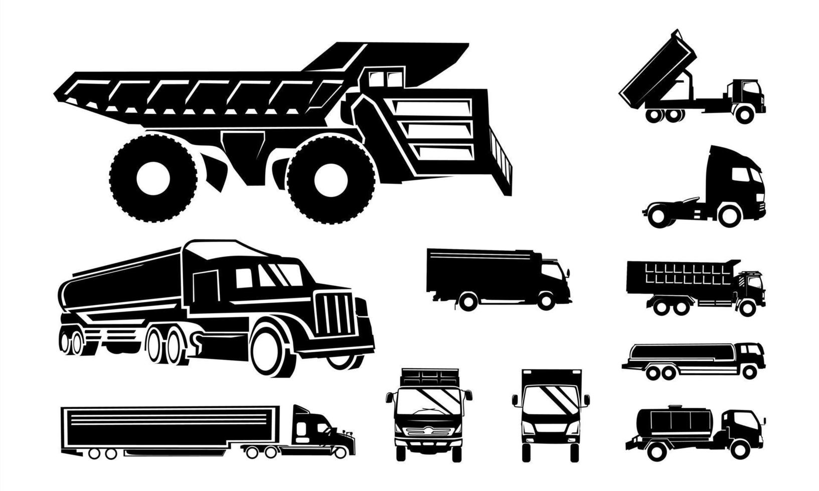 impostato di camion silhouette vettore illustrazione