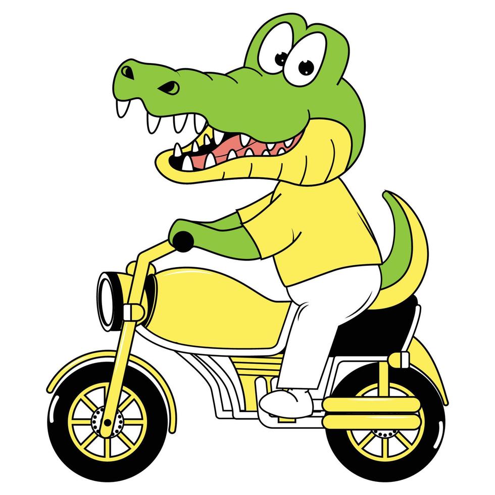 carino animale cartone animato cavalcata motociclo vettore