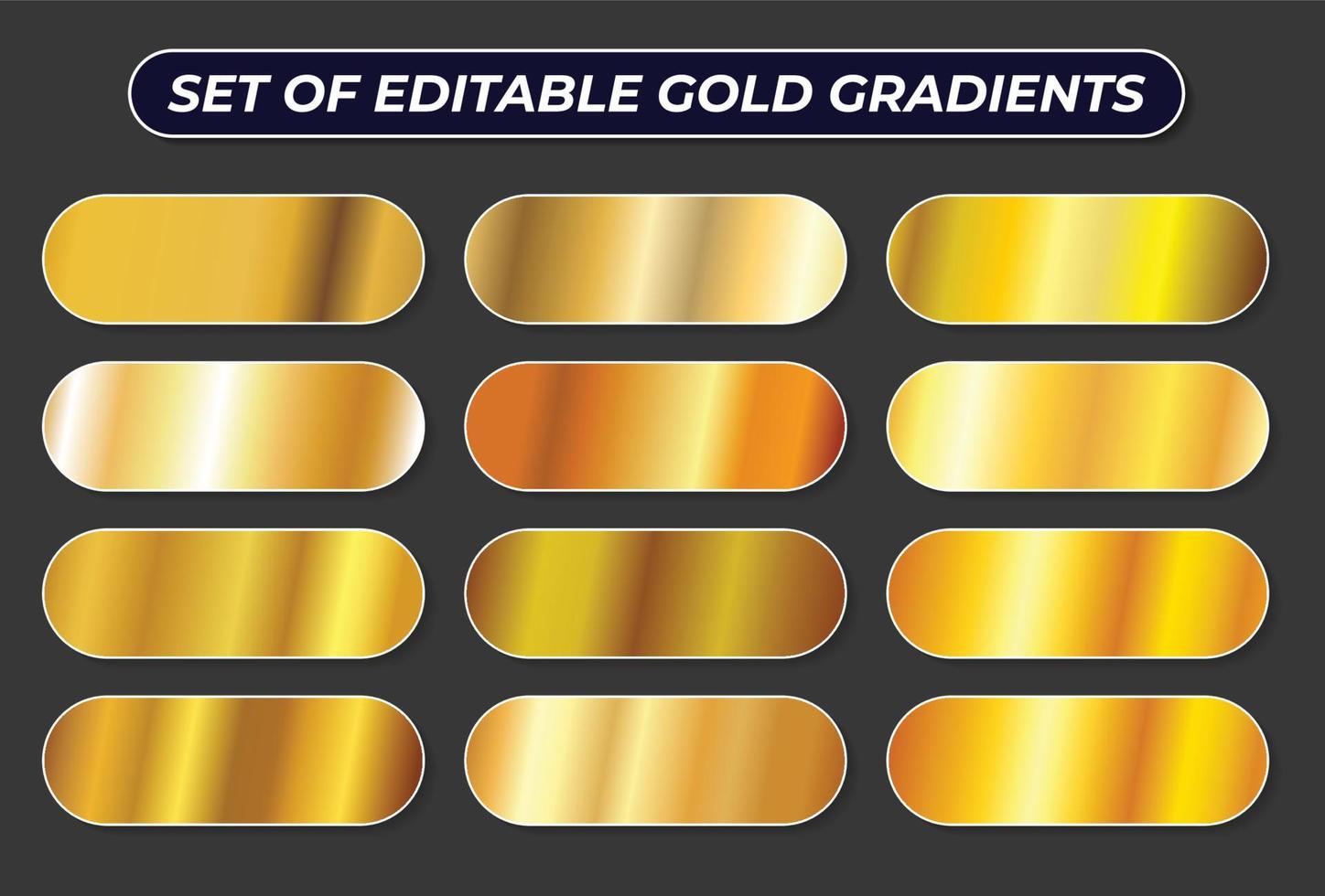 impostato di oro Foglio struttura sfondi, d'oro, metallico, rame, ottone pendenza colori vettore illustrazione