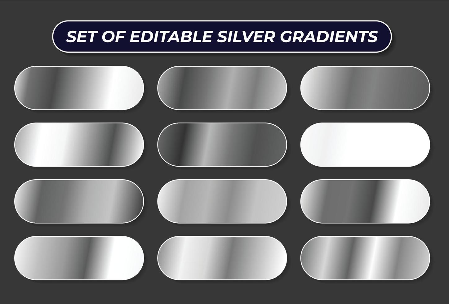 collezione di argento cromo metallico pendenza sfondi, realistico argento struttura per telaio, nastro, moneta vettore