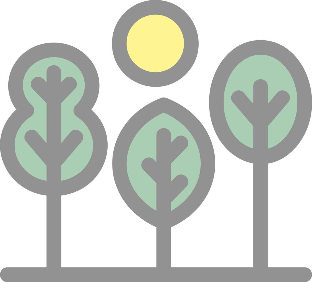 icona del glifo del paesaggio dell'albero vettore