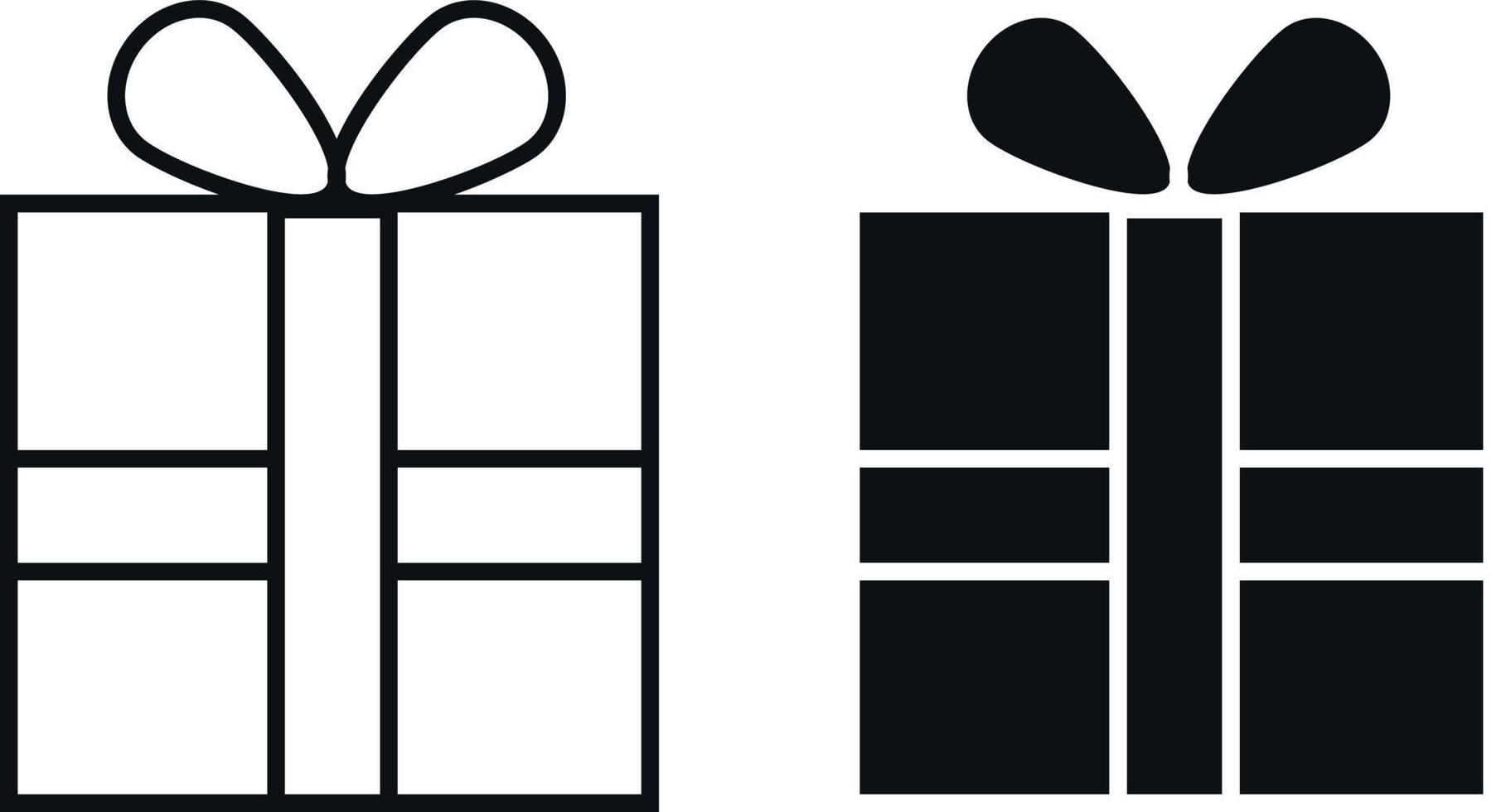 regalo scatola icone. nero e bianca scatola. regalo. semplice piatto design. vettore arte