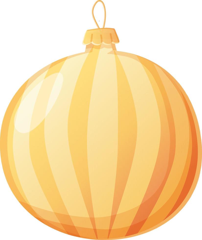 Natale oro con strisce tradizionale palla nel realistico cartone animato stile. vettore