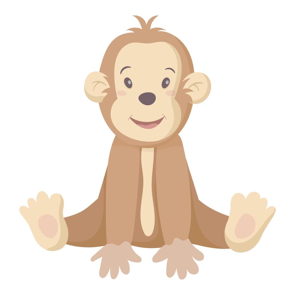 vettore isolato illustrazione su bianca sfondo. bambini immagine di un' carino bambino scimmia o scimpanzé. cartone animato personaggio per bambini libri o sfondo.