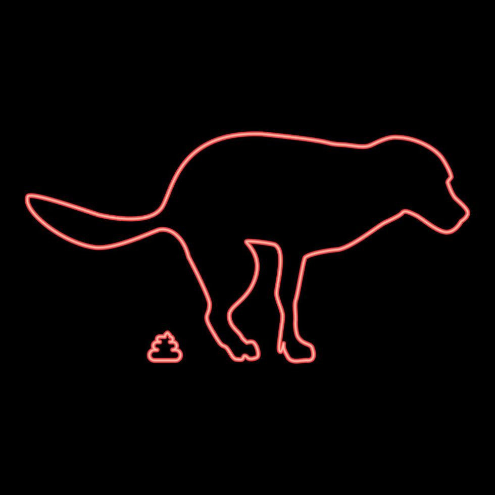 neon il cane cacca rosso colore vettore illustrazione Immagine piatto stile
