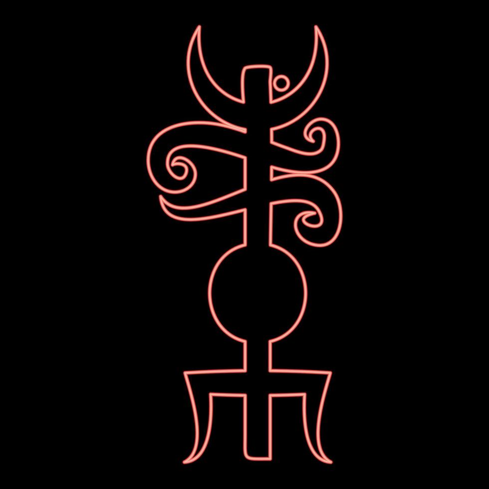 neon nome odin runa runa nascondere il nome di odin galdrastav rosso colore vettore illustrazione Immagine piatto stile