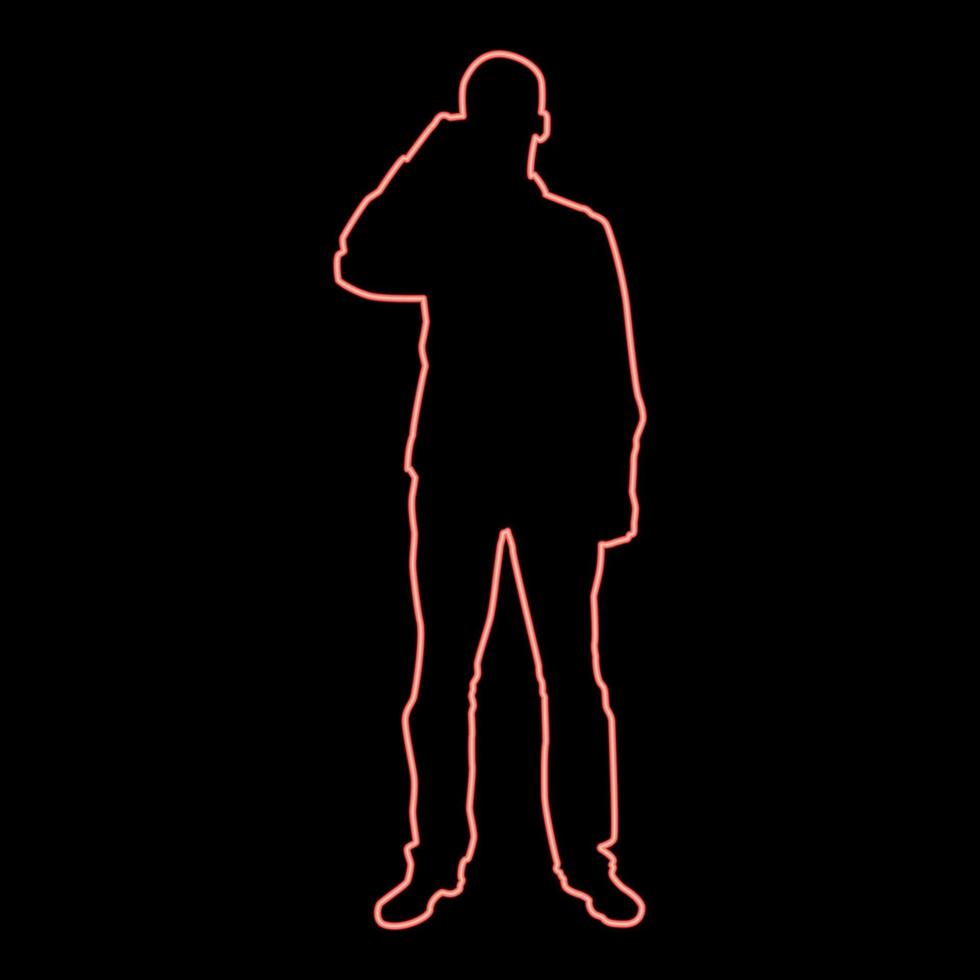 neon uomo potabile a partire dal boccale in piedi rosso colore vettore illustrazione Immagine piatto stile