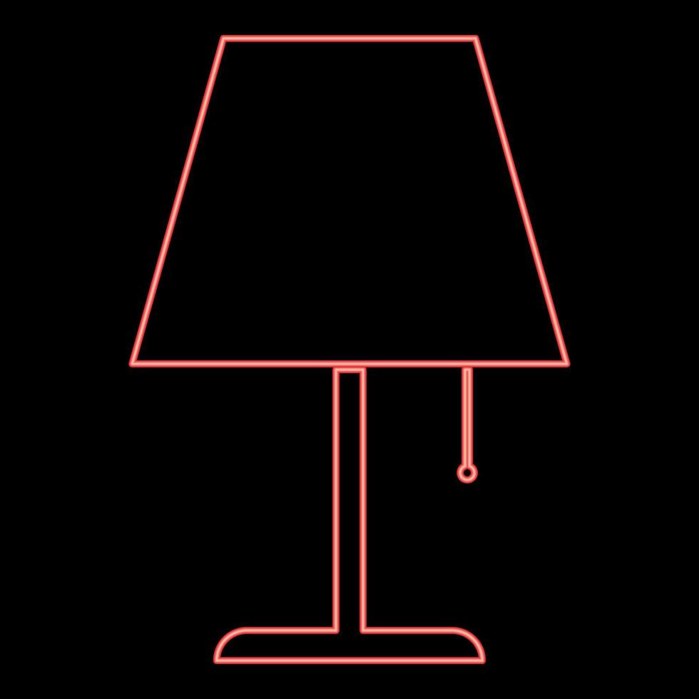 neon tavolo lampada notte lampada classico lampada rosso colore vettore illustrazione Immagine piatto stile