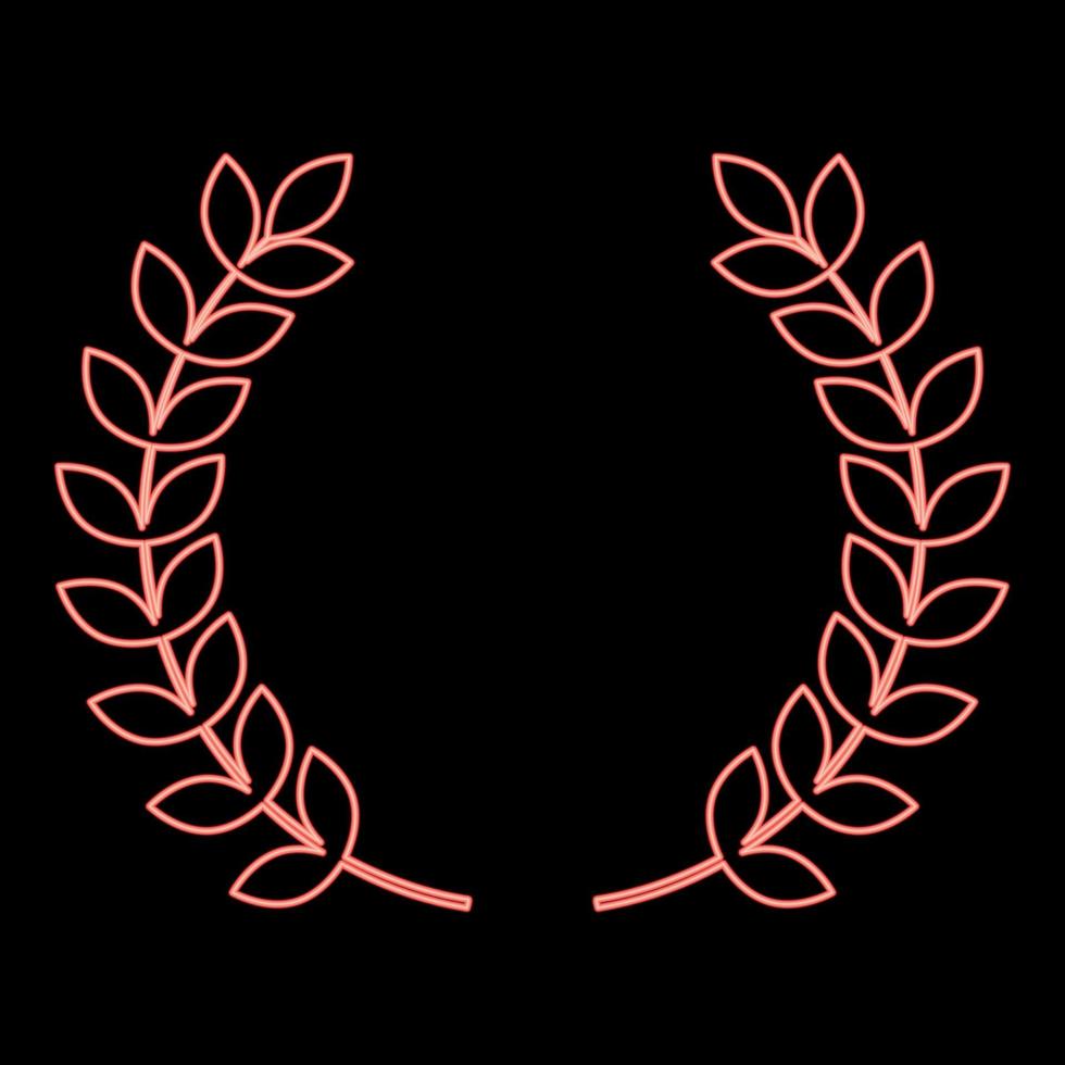 neon ramo di vincitore alloro ghirlande simbolo di vittoria rosso colore vettore illustrazione Immagine piatto stile