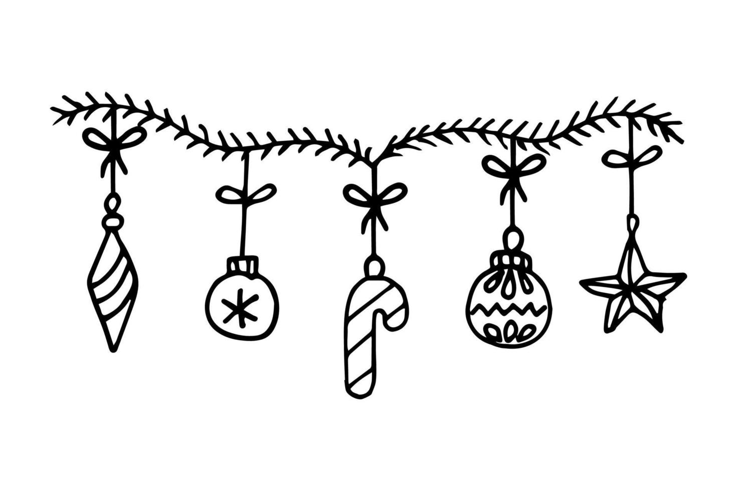 Natale ghirlanda nel il stile di scarabocchi. vettore illustrazione