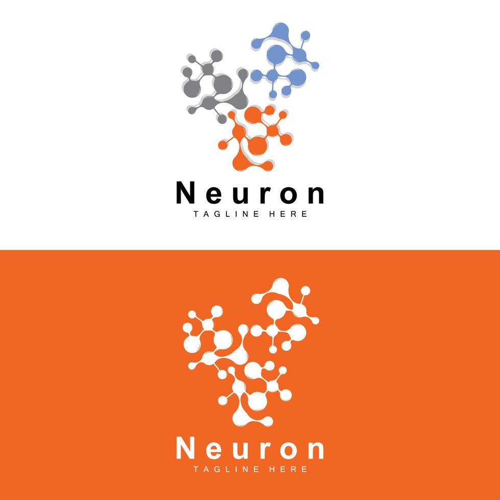 neurone logo design vettore nervo cellula illustrazione molecolare dna Salute marca