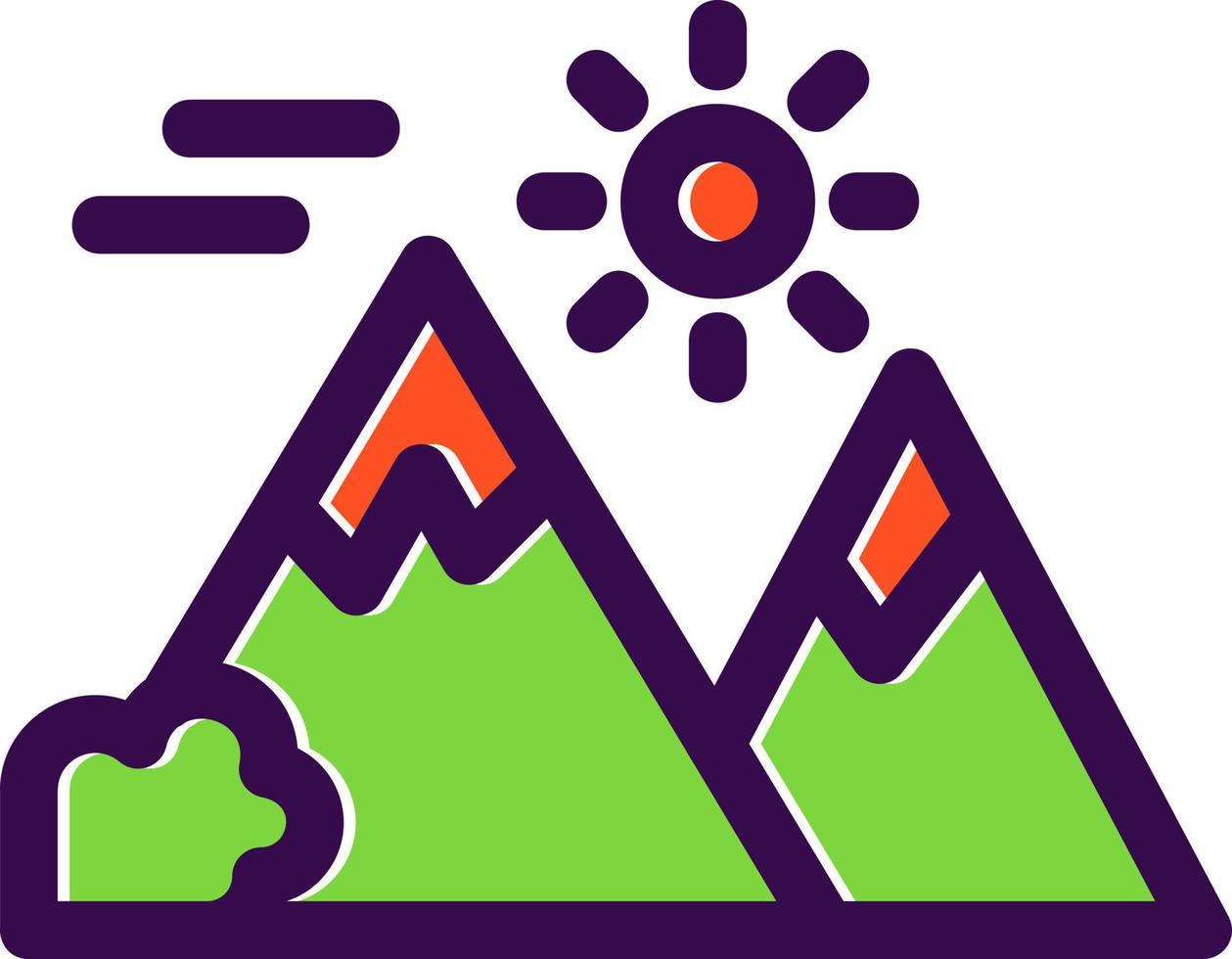 icona del glifo del paesaggio delle montagne vettore
