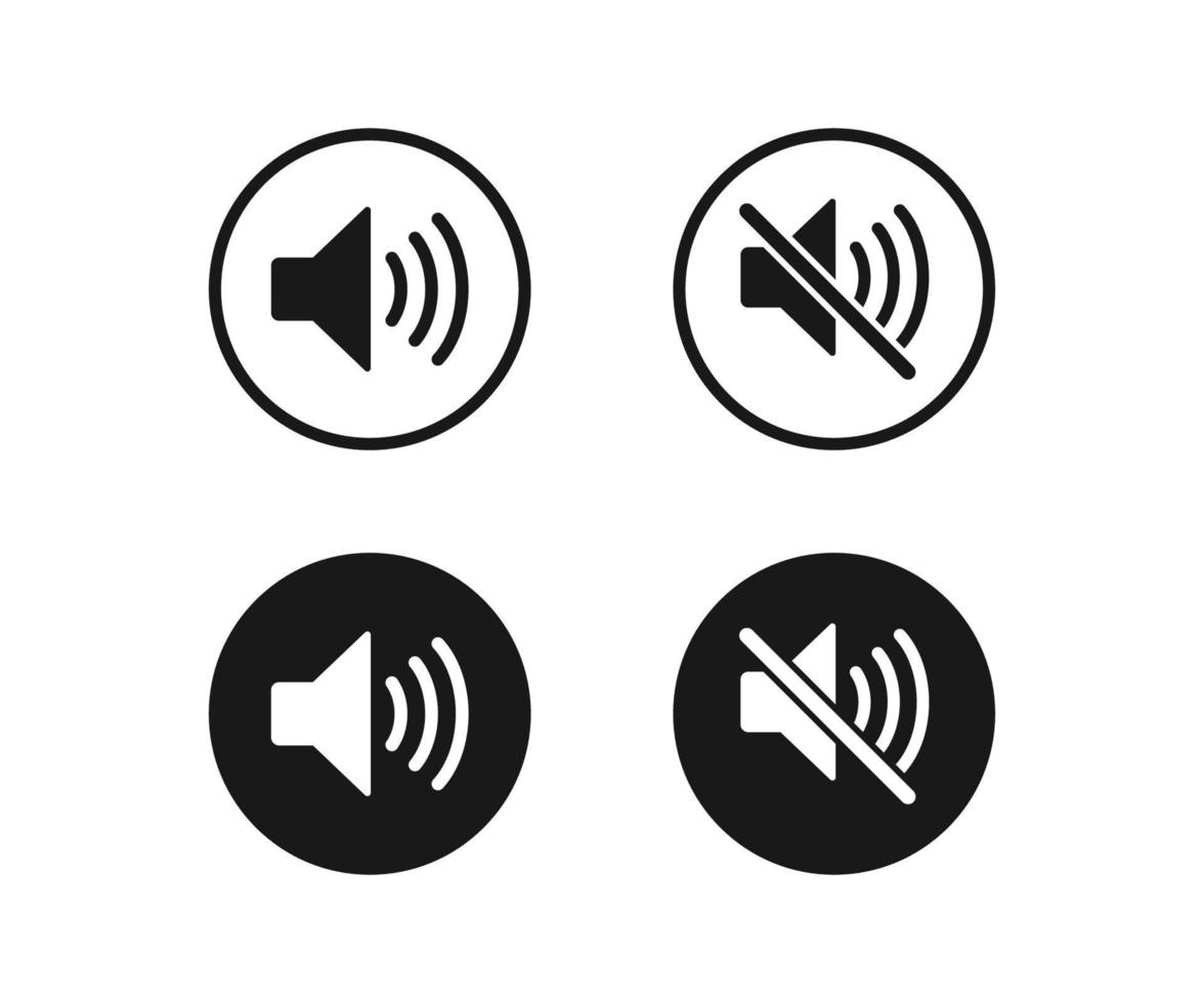 suono volume impostato di icone. Audio icone o simboli. altoparlante icona impostare. vettore
