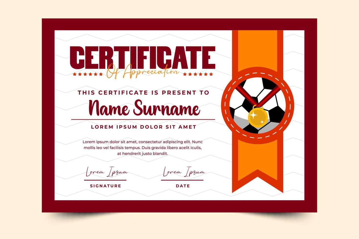 calcio torneo sport evento certificato design modello facile per personalizzare vettore