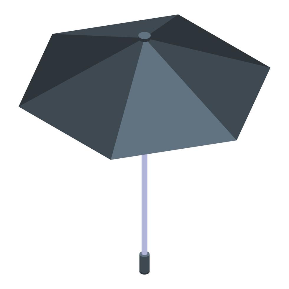 nero pioggia ombrello icona, isometrico stile vettore