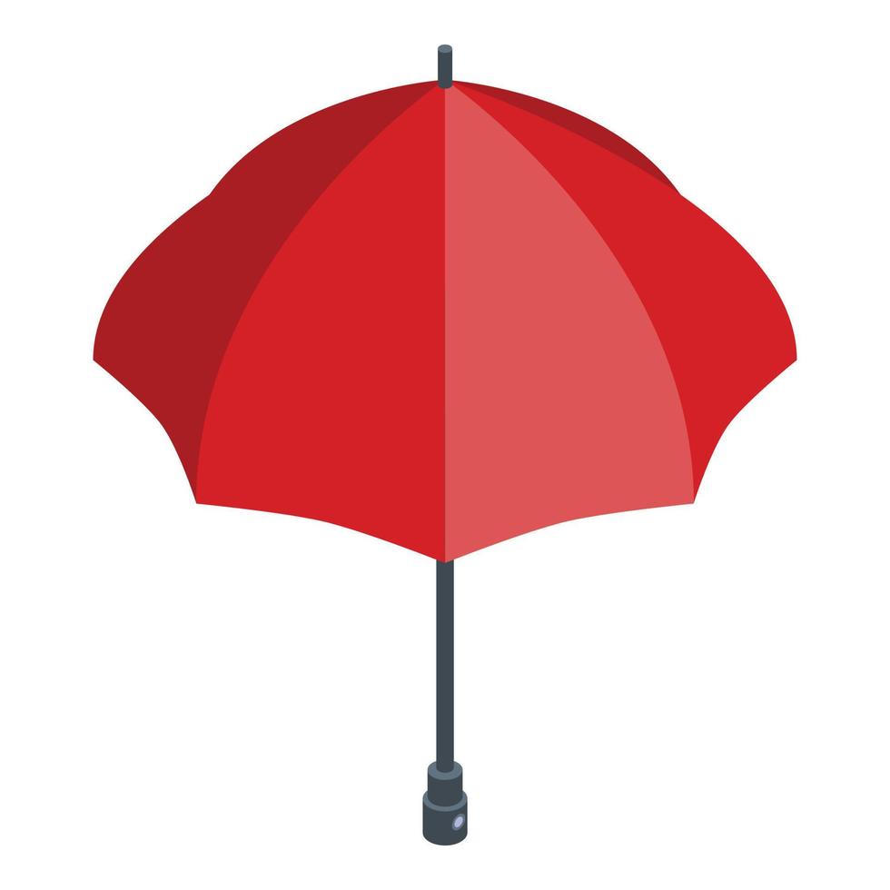 rosso moda ombrello icona, isometrico stile vettore