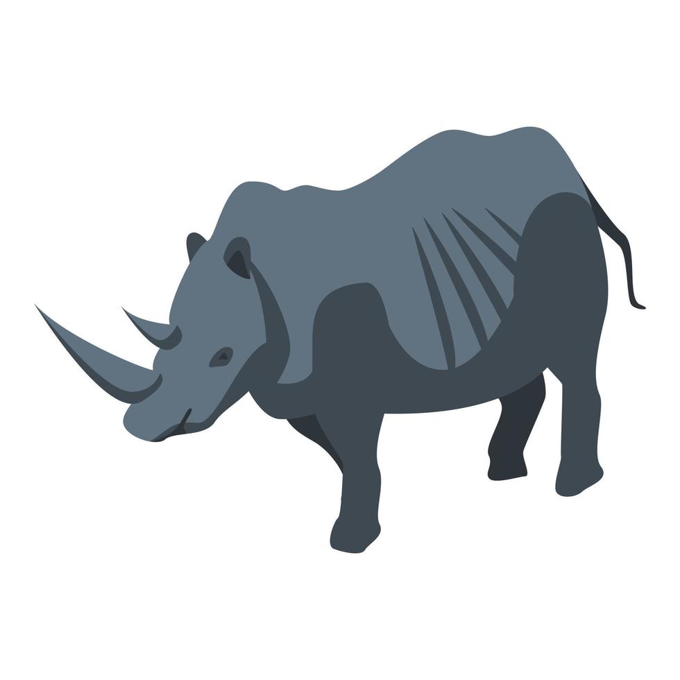 zoo rinoceronte icona, isometrico stile vettore