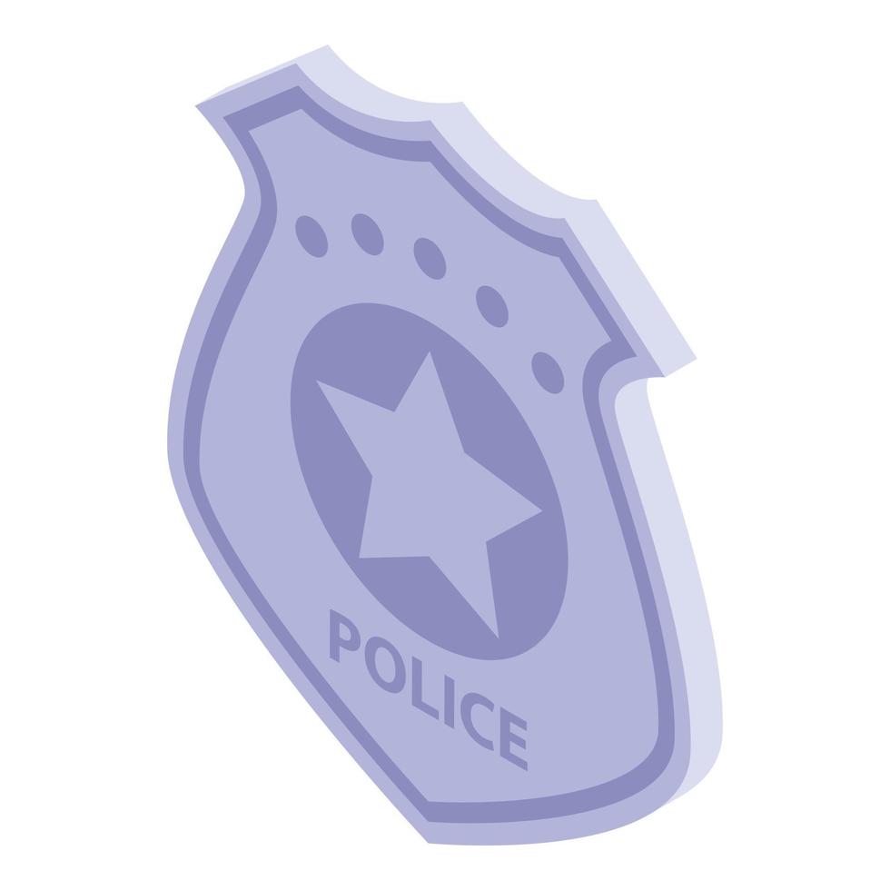 polizia distintivo icona, isometrico stile vettore