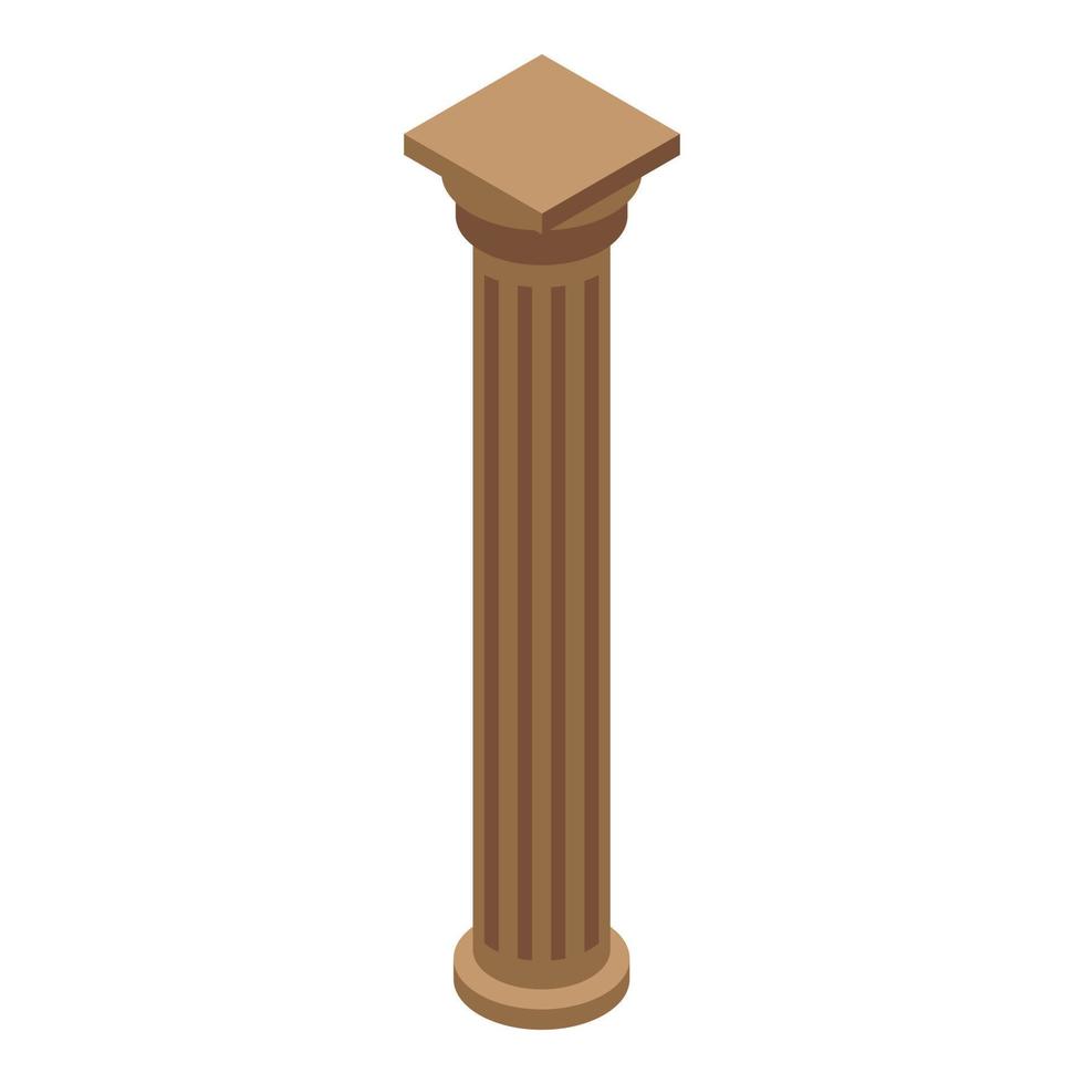 Marrone pilastro icona, isometrico stile vettore