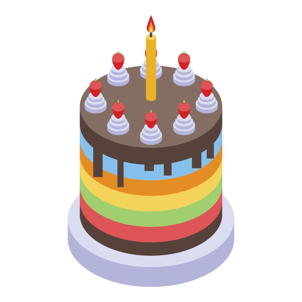 torta compleanno icona, isometrico stile vettore