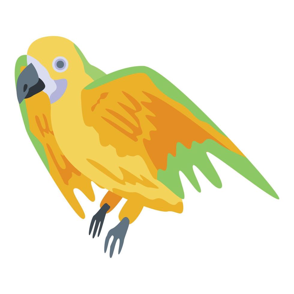 divertente pappagallo icona, isometrico stile vettore