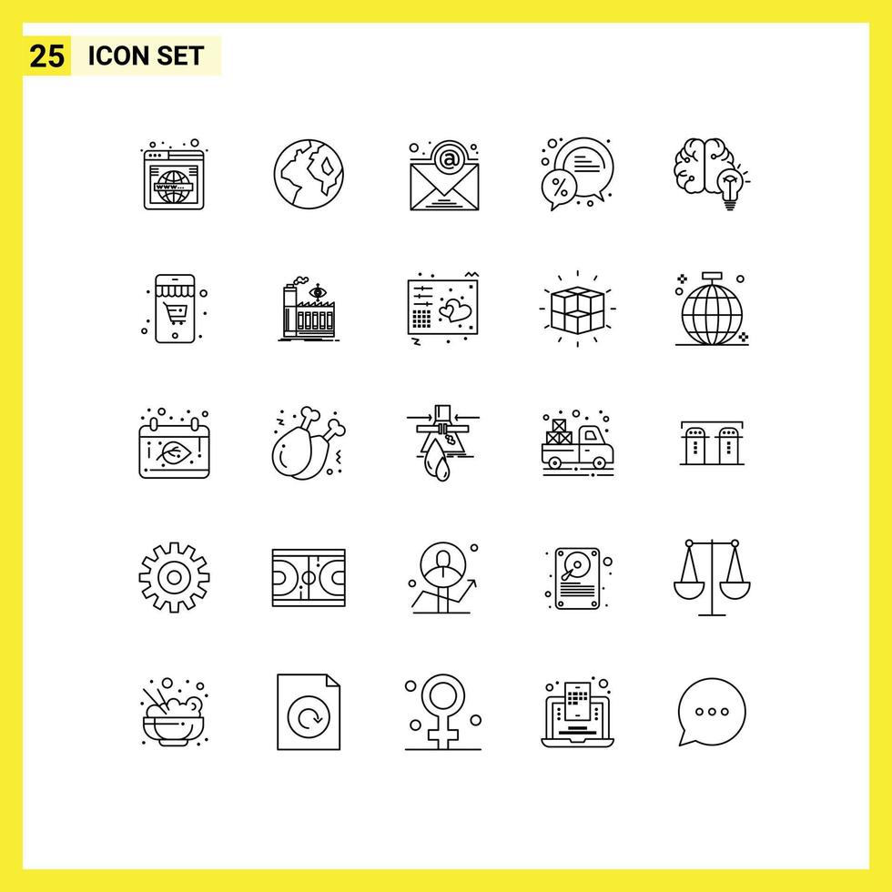 impostato di 25 moderno ui icone simboli segni per attività commerciale vendita e-mail per cento Chiacchierare modificabile vettore design elementi