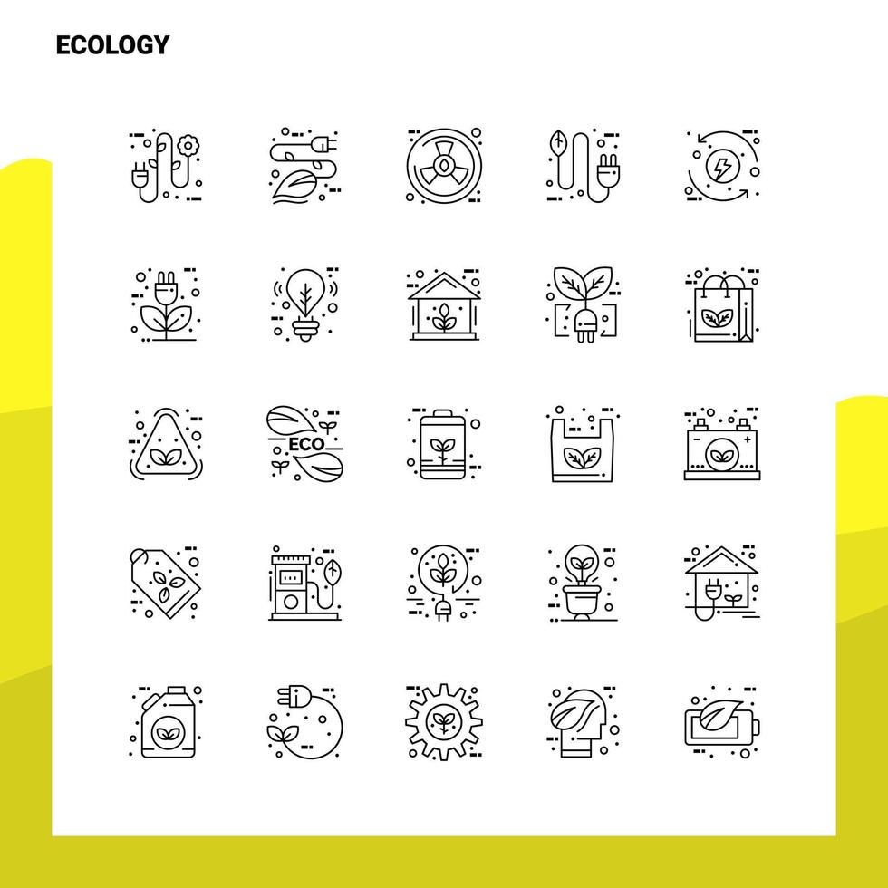 impostato di ecologia linea icona impostato 25 icone vettore minimalismo stile design nero icone impostato lineare pittogramma imballare