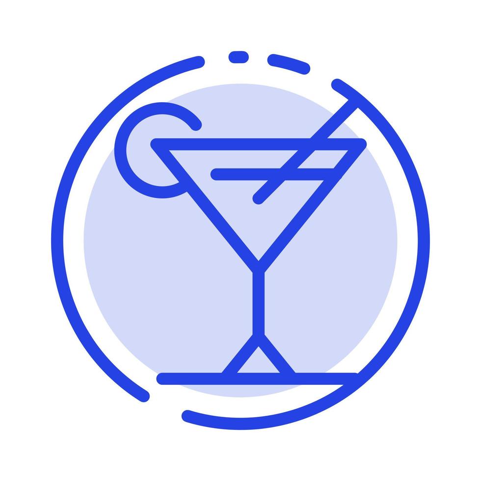 cocktail succo Limone blu tratteggiata linea linea icona vettore