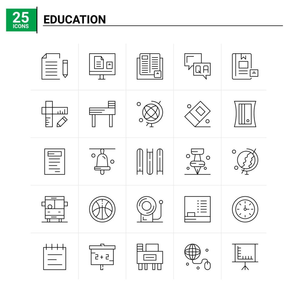 25 formazione scolastica icona impostato vettore sfondo