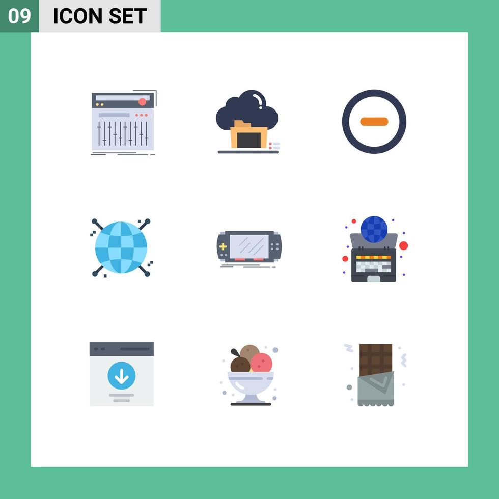 9 universale piatto colori impostato per ragnatela e mobile applicazioni consolle globo dati messa a fuoco utente modificabile vettore design elementi