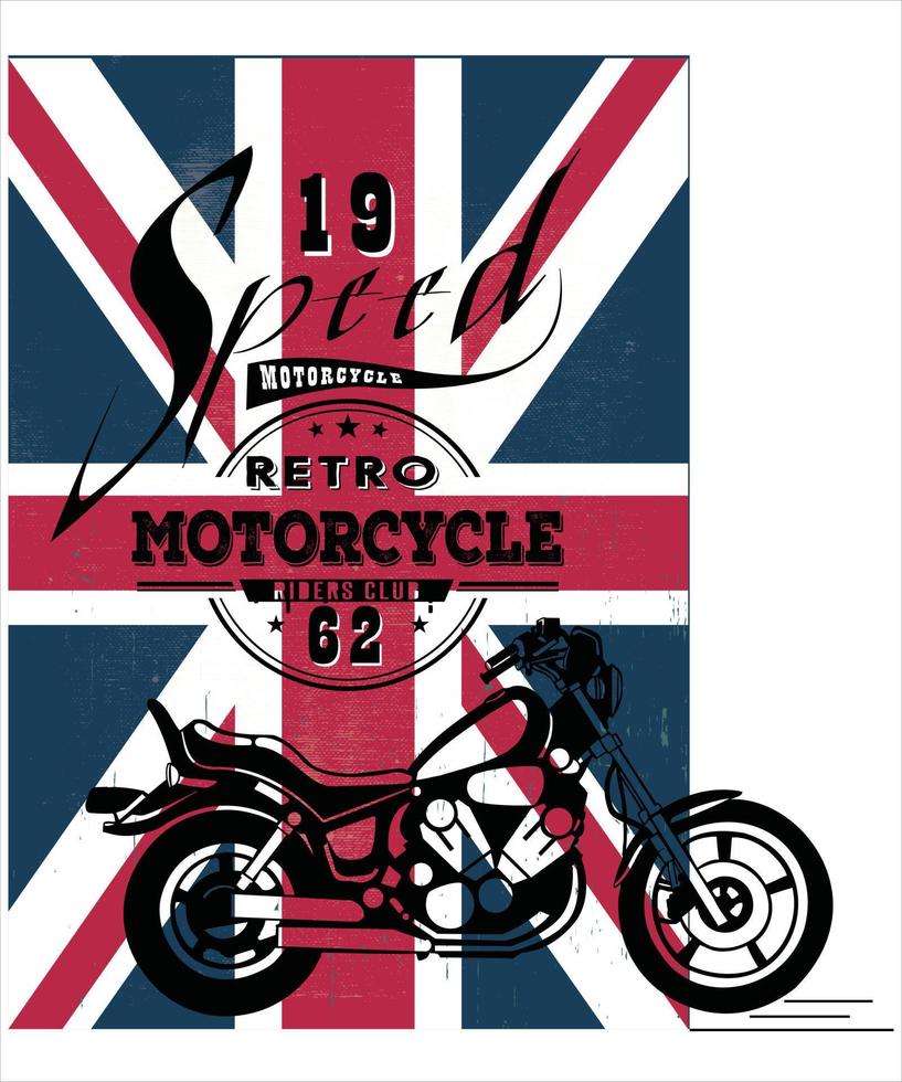 Vintage ▾ Britannico motociclo tipografia, maglietta grafica, vettori