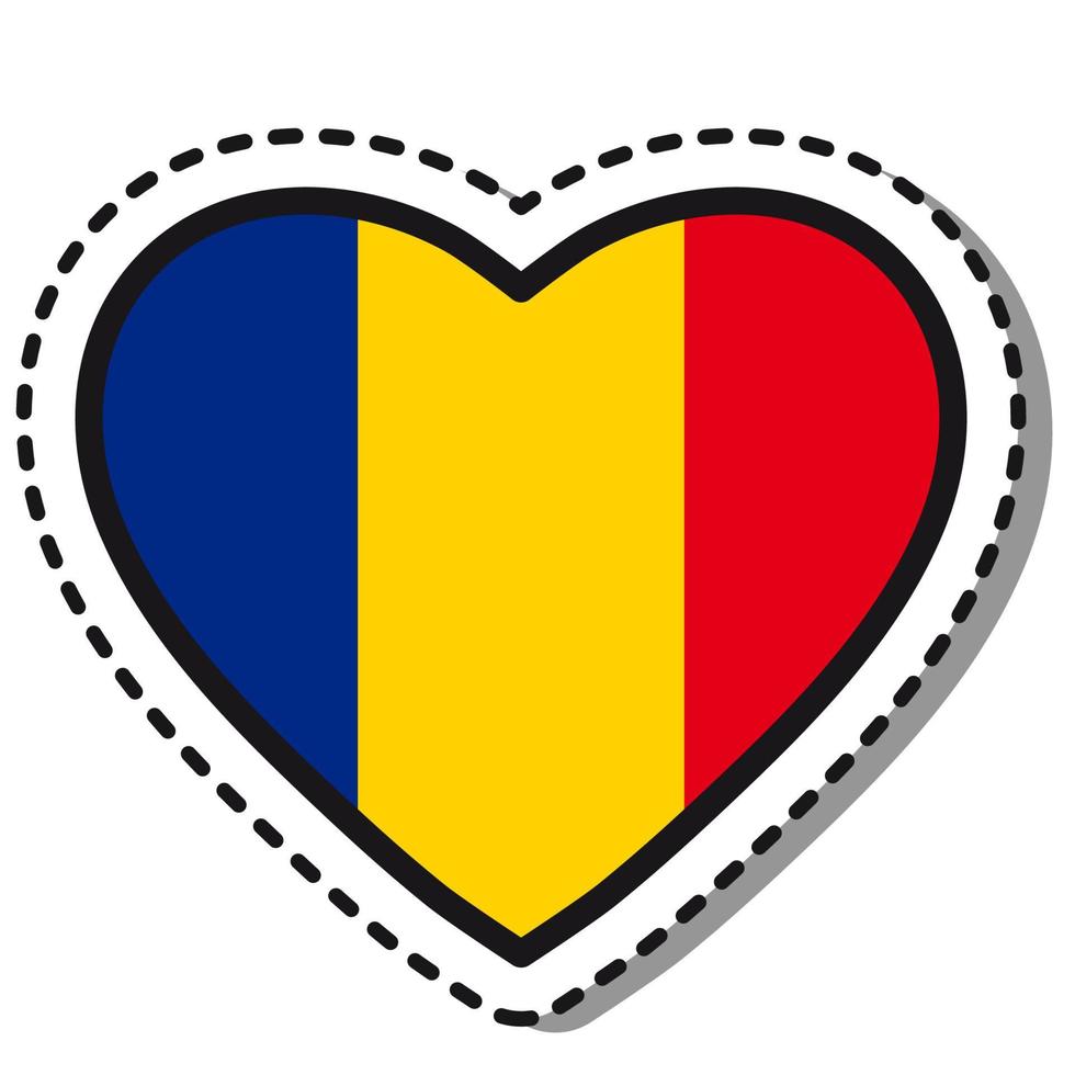 bandiera Romania cuore etichetta su bianca sfondo. Vintage ▾ vettore amore distintivo. modello design elemento. nazionale giorno. viaggio cartello.