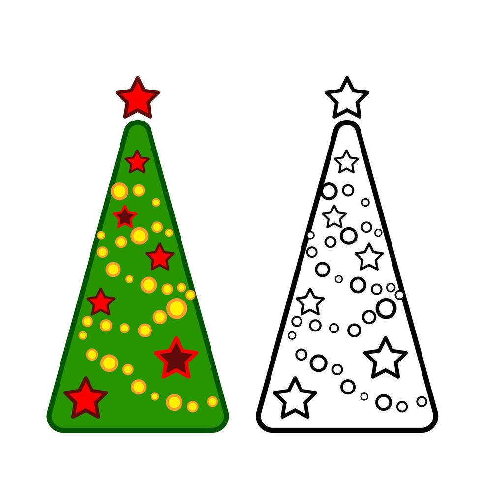 Natale albero, vettore linea icone su un' bianca sfondo, colorazione.