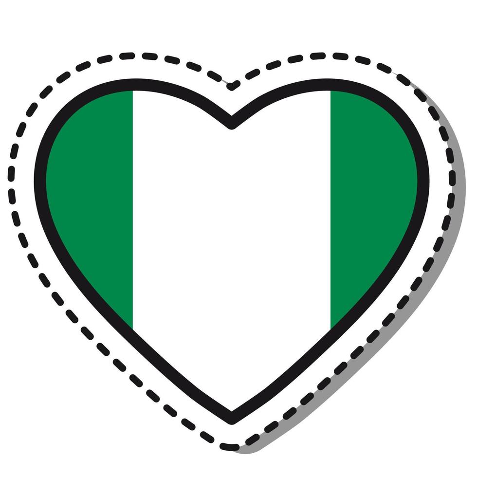bandiera Nigeria cuore etichetta su bianca sfondo. Vintage ▾ vettore amore distintivo. modello design elemento. nazionale giorno. viaggio cartello.